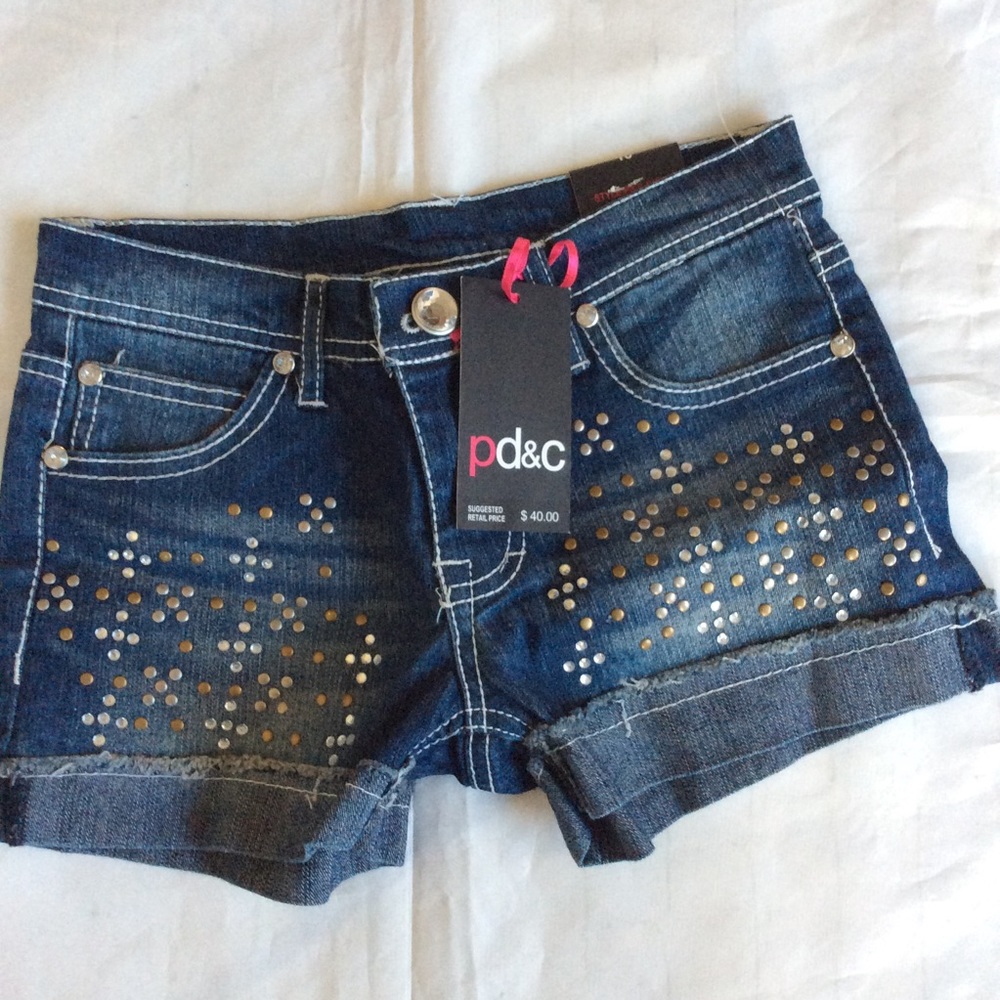 P&DC Stretch Denim Studded Shorts GIRLS 10